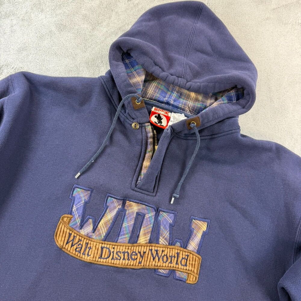 Vintage 90s Walt Disney World Mickey Inc XXL Embroidered Hoodie Park Exclusive